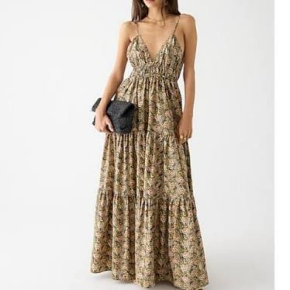 NWT J Crew Collection Oahu V-Neck Tiered Dress